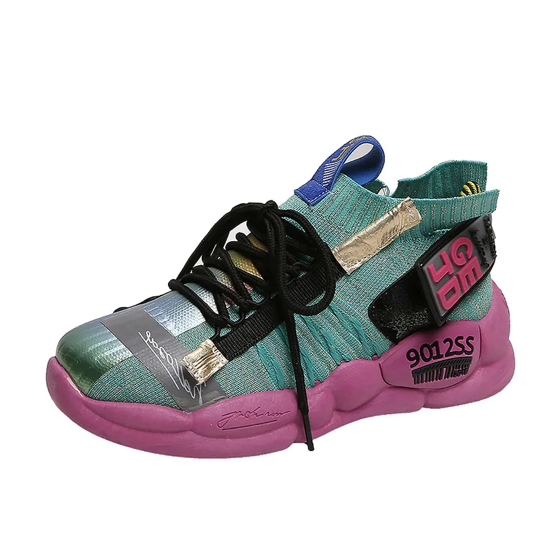 Цветные Сникеры с рисунком в виде граффити; женские кроссовки из искусственной кожи на платформе; удобная повседневная обувь; женские кроссовки на платформе; basket femme; NVX60 - Цвет: 3