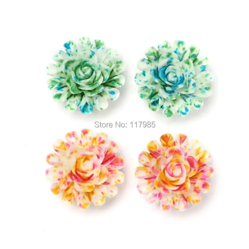 

Clearance Sale 10Pcs Spring Colorful Resin Rose Flower Beads Cameo Cabochon 20mm Flatback Jewelry Craft