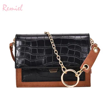 

2019 New Fashion Mini Square bag Quality PU Leather Crocodile pattern Women's Designer Handbag Chain Tote Shoulder Messenger bag