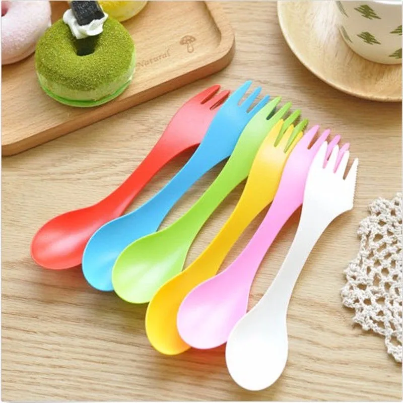 

Portable 1PCS Spoon Fork Knife Travel Camping home Hiking Lunchbox Utensils Spork Combo outdoor camping picnic tableware