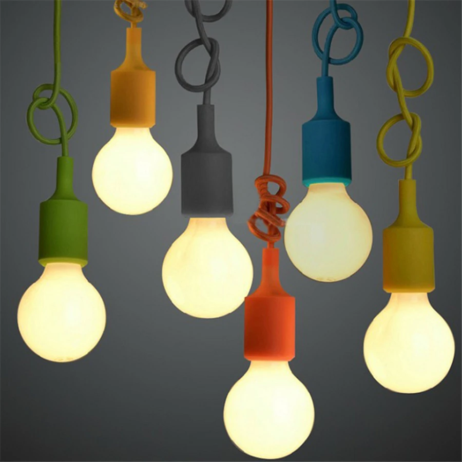 

Colorful Pendant Lamp Modern Vintage Bar Restaurant Bedrooms Hanging Lamp Large Shopping Silica Gel E27 Art Pendant Light(DO-57)