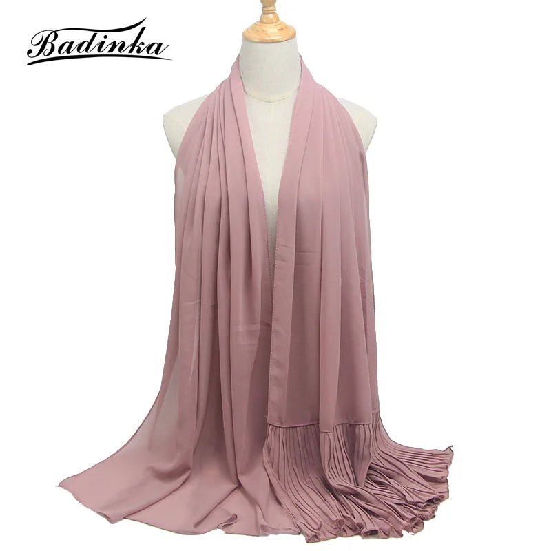 

Badinka 2019 New 70x190cm Long Muslim Crinkle Hijab Scarf Shawl Stole Wrap Women Plain Chiffon Scarfs for Ladies Wholesale