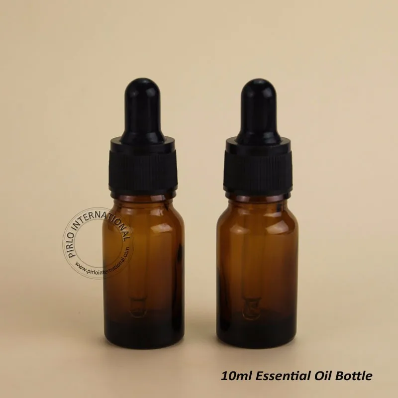 

10pcs/Lot Promotion Glass 10ml Amber Essential Oil Dropper Bottle 1/3OZ Cosmetic Container Perfume Refillable Pot Packaging