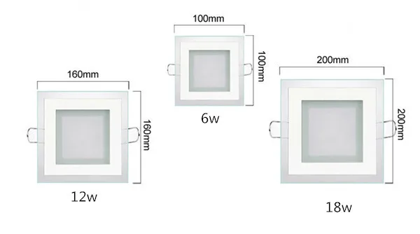 20 шт затемняемые Светодиодные панели света стеклянные квадратные потолочные встраиваемые светильники SMD 5730 панели света 6W12W 18 Вт