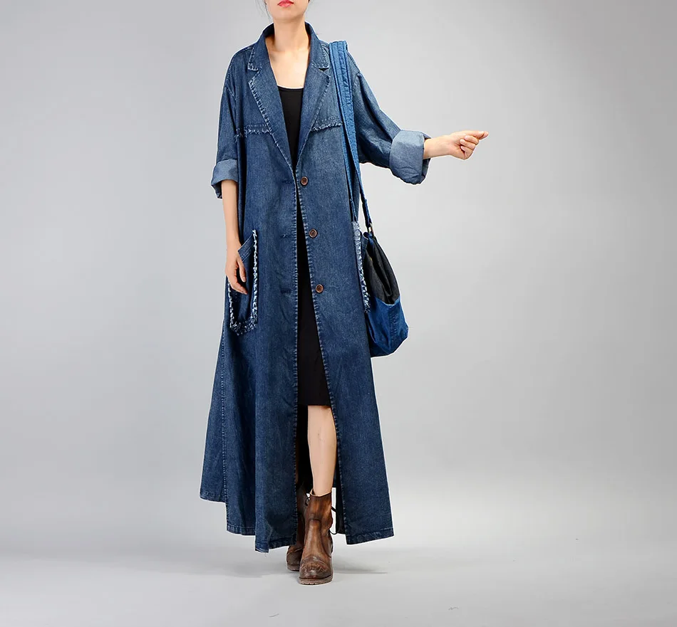 Vintage Denim Long Coat For Women Plus 