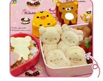 50 компл./лот FedEx Быстрая Rilakkuma и желтые куриные формочки для суши/Пресс-формы Резак Bento пластик торт мороженое плесень розничная