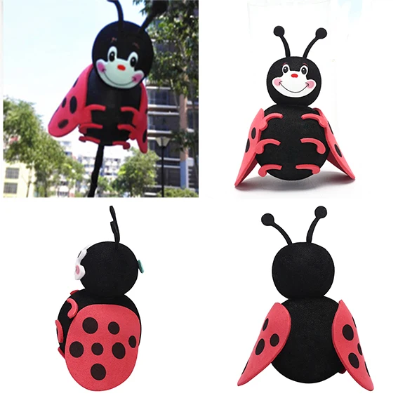 Lovely Cute Auto Car Antenna Pen Topper Aerial Decor Ball Black Lady Beetle Top