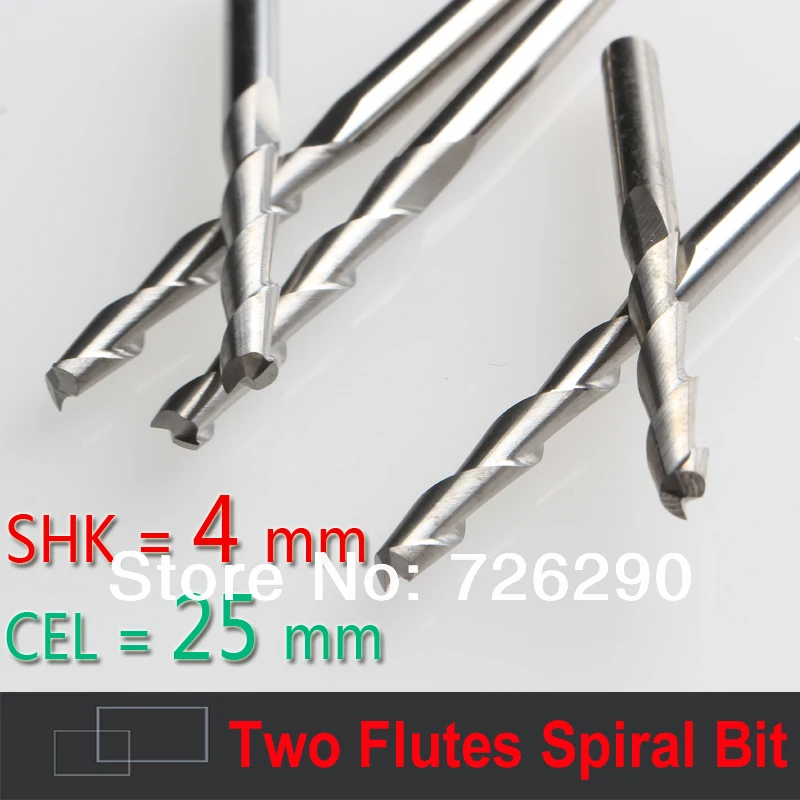 5pcs Shank 6mm x25mm Two Flutes  End Mill Cutters, Spiral Router Bits, Solid Carbide End Mill, Wood Tool Bits From Factory