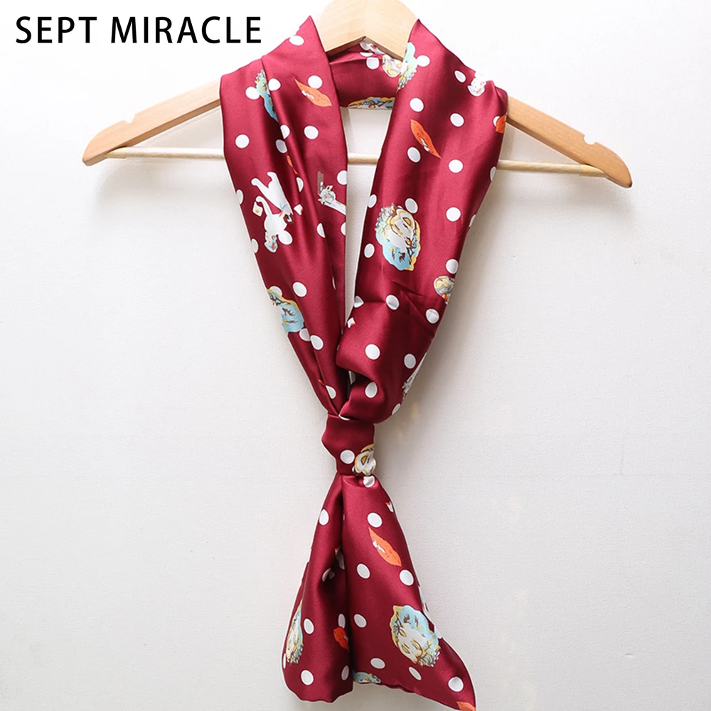 SEPT MIRACLE Spring Small Ribbon Chiffon Double Layer Scarf Women