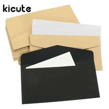 Kicute 50 Uds. Diseño Vintage marrón blanco negro Kraft en blanco Mini sobres de papel para ventana sobre de invitación de boda sobre de regalo