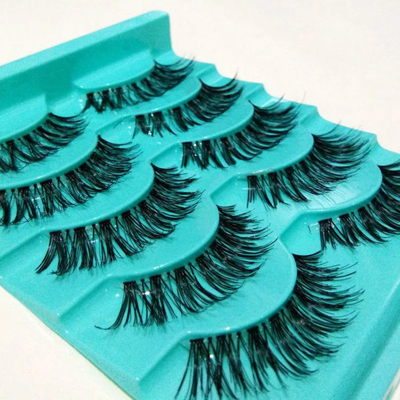YOKPN 5 Pairs Pure Handmade False Eyelashes Natural Long Volume Eyelash