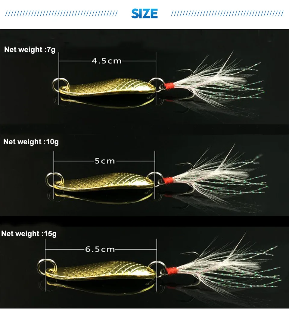 GLUREE 1pcs 71015g Zinc Alloy Fishing Lure Spoon Sequin Bait Paillette Metal Hard Lure with Treble Hook Fishing Tackle (4)