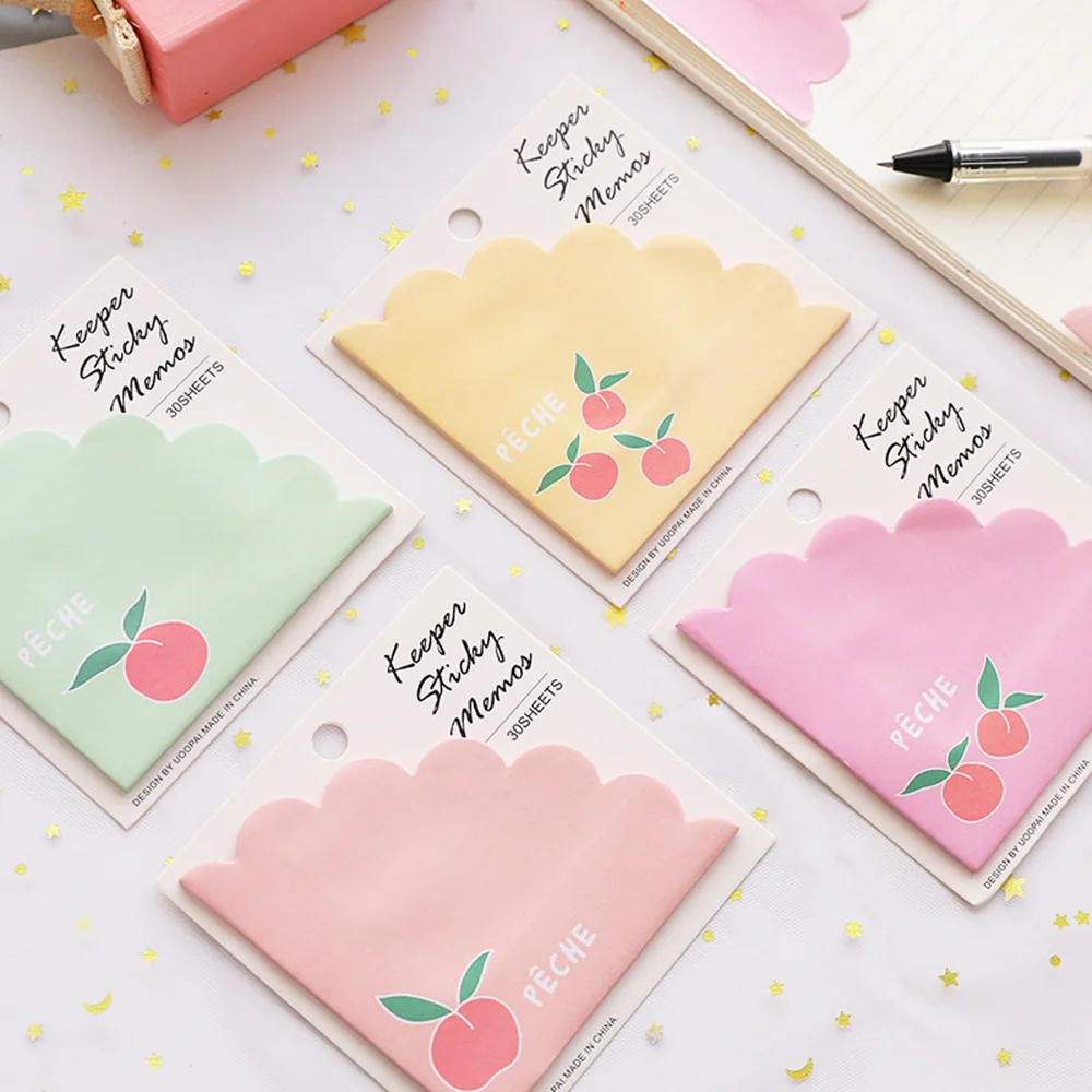 Kawaii Cute Peach Self-Adhesive Memo Pad Sticky Notes Sticker Label ...