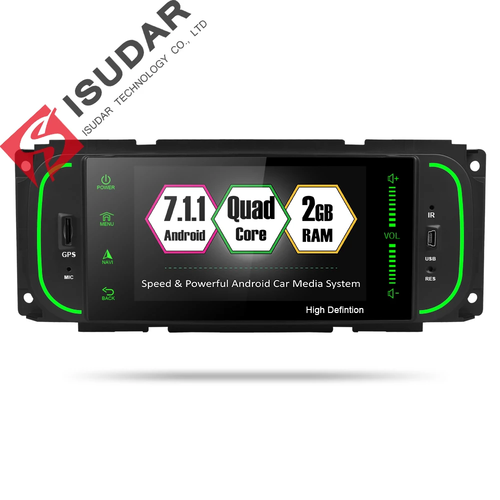 Excellent Isudar Car Multimedia player 1din android 7.1.1 5 Inch For Jeep/Chrysler/Dodge/Liberty/Wrangler/Sebring/Grand Cherokee Radio GPS 0