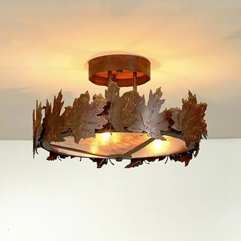 

2017 New American Country Style Maple Leaves / Black Bear Ceiling Light Livingroom Restaurant Decoration Lamp Free Shipping