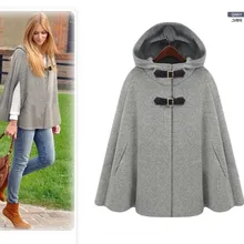 Новое поступление, женское кашемировое шерстяное пальто, осенняя Женская куртка, зимнее пончо, женское Свободное пальто с капюшоном