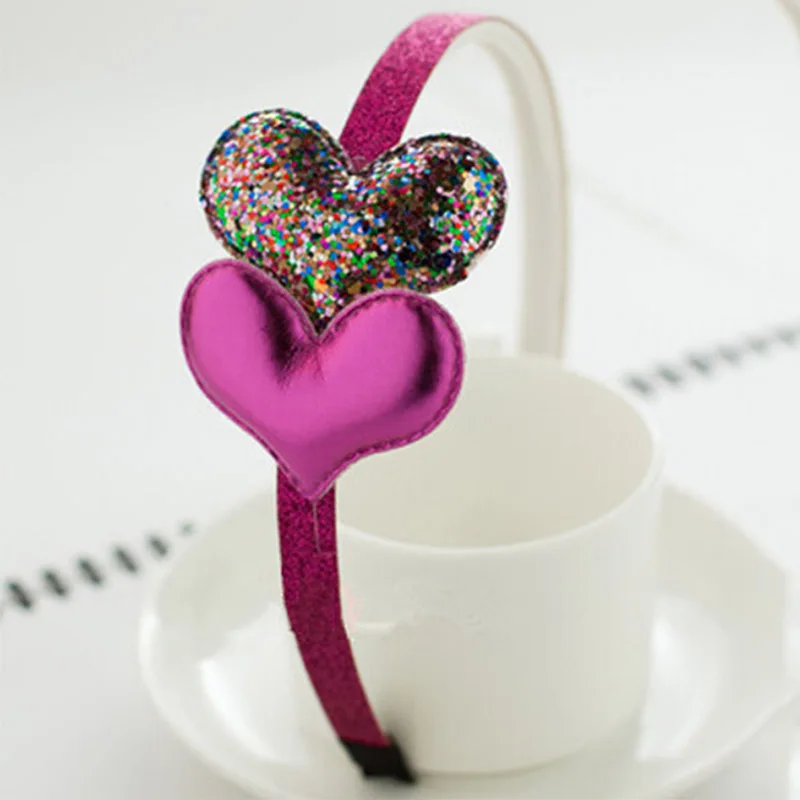 Love Rose red Розовая, детская, уникальная, горячая Распродажа, серебряная, Детская повязка на голову, 1 шт., красивая, Золотая Звезда, для девочек, Exquesite, блестки, высокое качество, сердце, розовый, красный - Цвет: Love Rose red