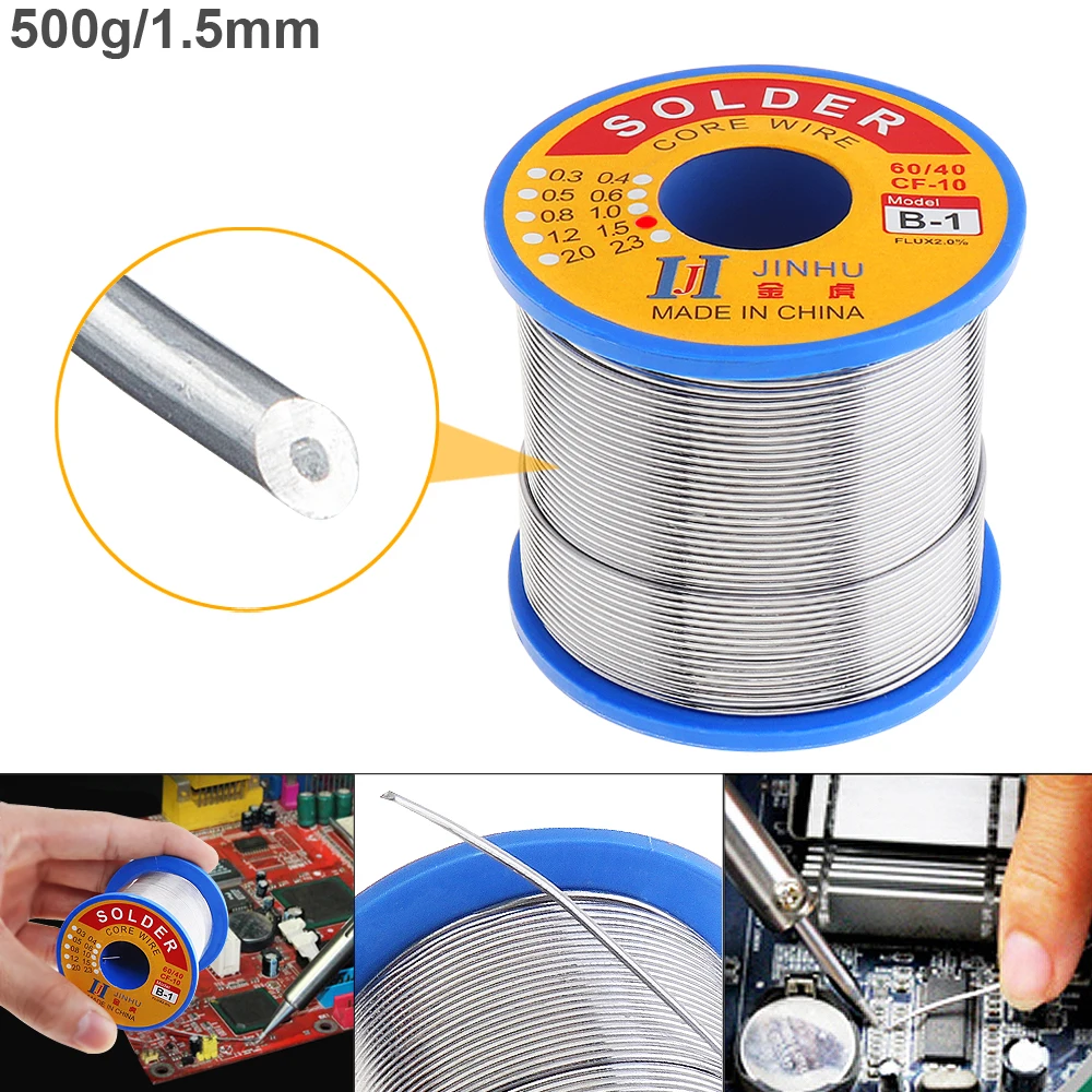 

60/40 B-1 500g 1.5mm No-clean Rosin Core Solder Wire with 2.0% Flux and Low Melting Point for Electric Soldering Iron