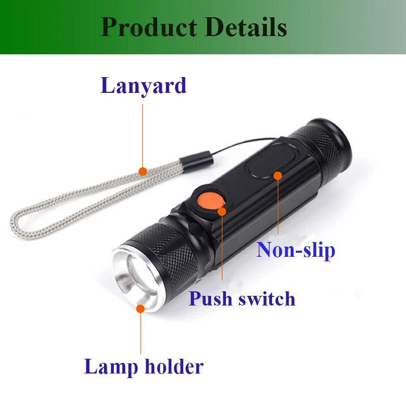 Litwod Z10 встроенный аккумулятор USB Перезаряжаемый светодиодный фонарь 4000лм XM-L T6 COB Zoomable 3 режима алюминиевый фонарь для кемпинга