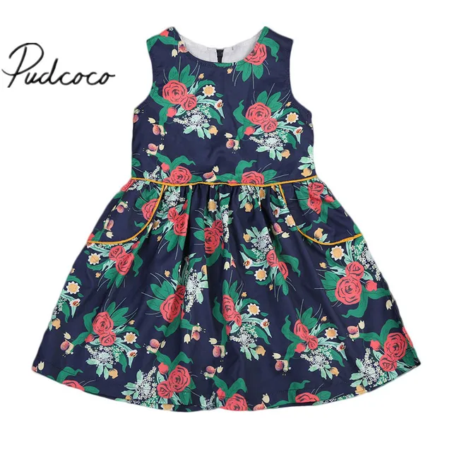 Bébé Filles Robe Marque D\u0027été Plage Style Floral Imprimer Parti vintage Robes Pour Les