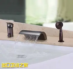 Медь Orb темная бронза современной ванной Водопад/Handshower в комплекте с Керамика Клапан 1-ручка 3-отверстия для chrome ванной кран