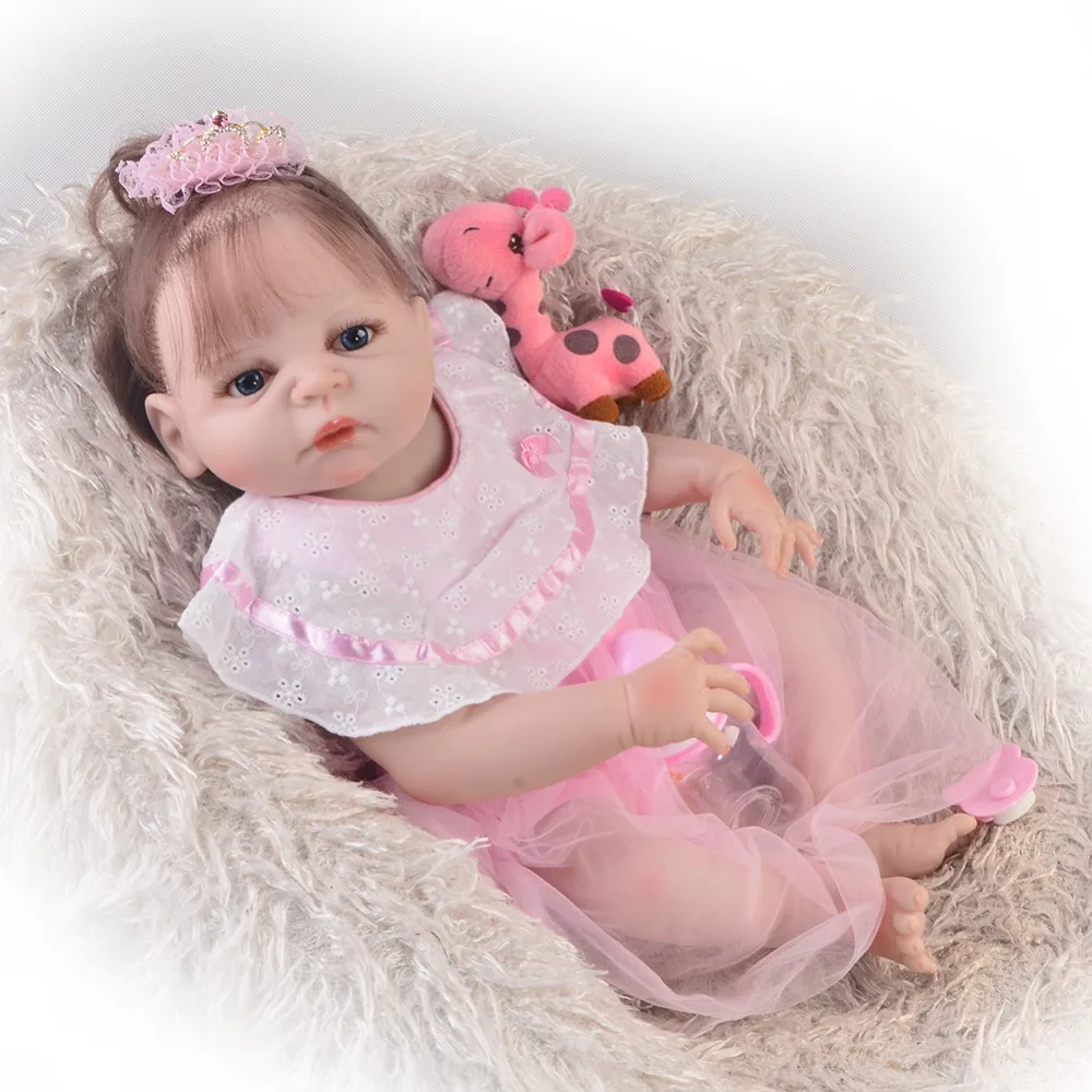 

23inch Lifelike Reborn Baby Doll 57 cm Full silicone Doll Reborn Boneca high quality Kids Birthday Gift Bath Toy play house