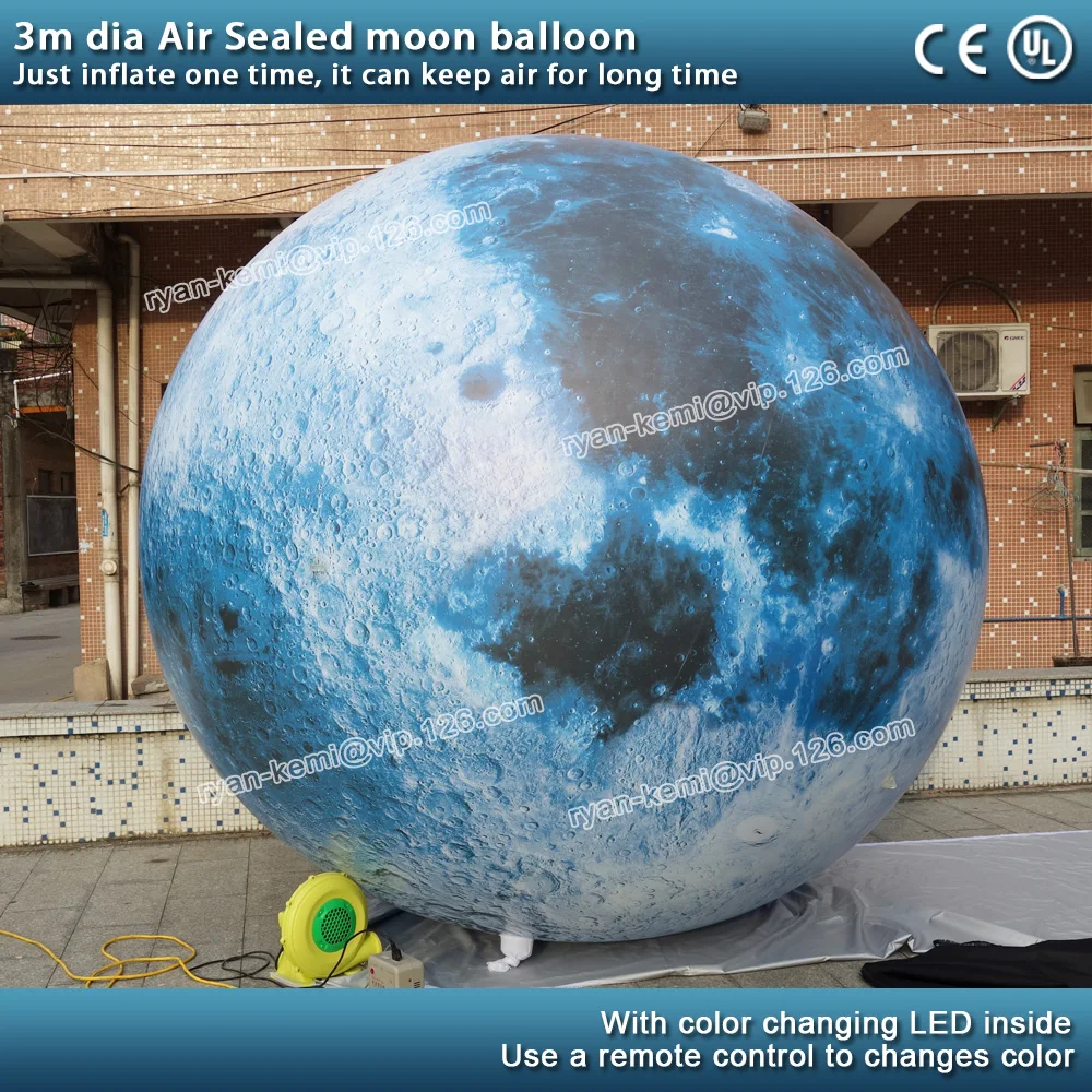 3m dia air sealed inflatable moon balloon sphere helium ballon moon ball