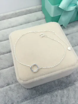 

1pc 925 Sterling Silver jewelry Geometric Square Chain bracelet adjustable LS189