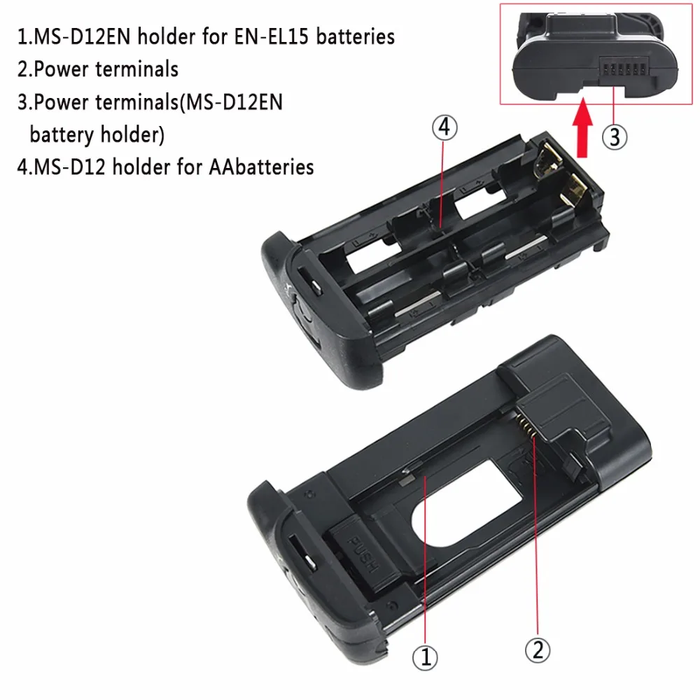 DSTE MB-D12 батарейный блок+ 2 шт. ENEL15 для NIKON D800 D800E DSLR камеры