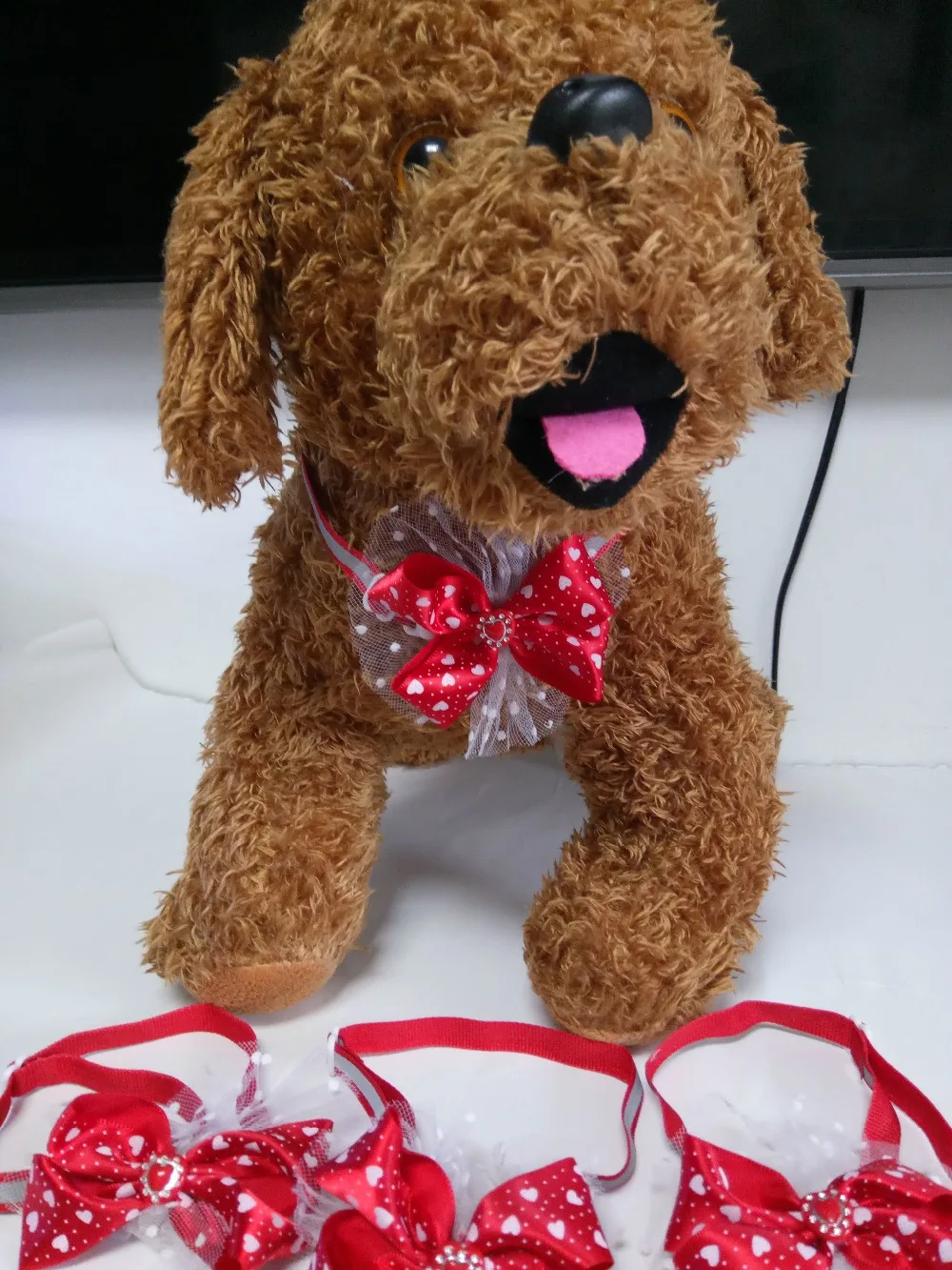 30 шт./лот Pet Puppy Dog лента для кошки red loveheart кружевные Галстуки бабочка шейные платки