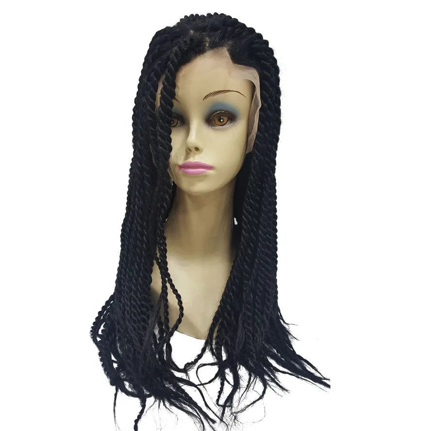 StrongBeauty Woman Synthetic Lace Front Wig Black Hair Braided Box Braids wigs