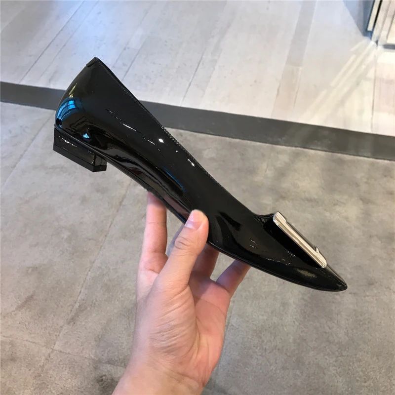 Kmeioo Classic Career Office Shoes Woman Square Toe Low Heels Women Fashion Loafers Slip-On Suqare Heels Woman Red Black Shoes