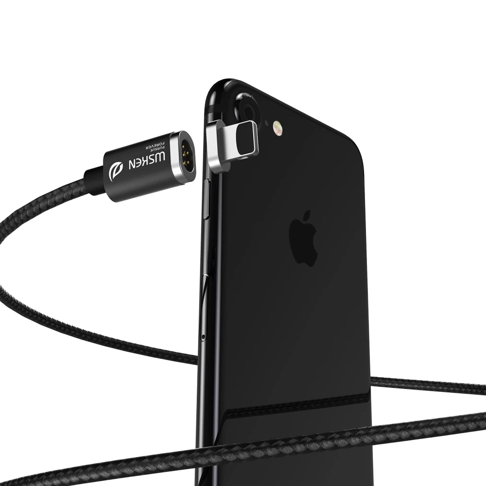 WSKEN المغناطيسي كابل ل فون مصغرة 2 USB المغناطيسي شاحن الهاتف المحمول الكابلات ل فون X 8 7 6 5 لباد مع LED ضوء