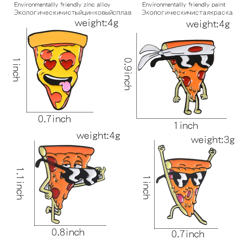 Пицца японский воин эмалированные булавки мультфильм Япония крутые солнцезащитные очки пицца лицо джинсы булавка значок дружба подарок для друзей