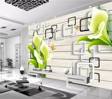 Papier peint mural carré aquarelle en trois dimensions, moderne, peint à la main, mur de fond de jardin, salon, chambre à coucher
