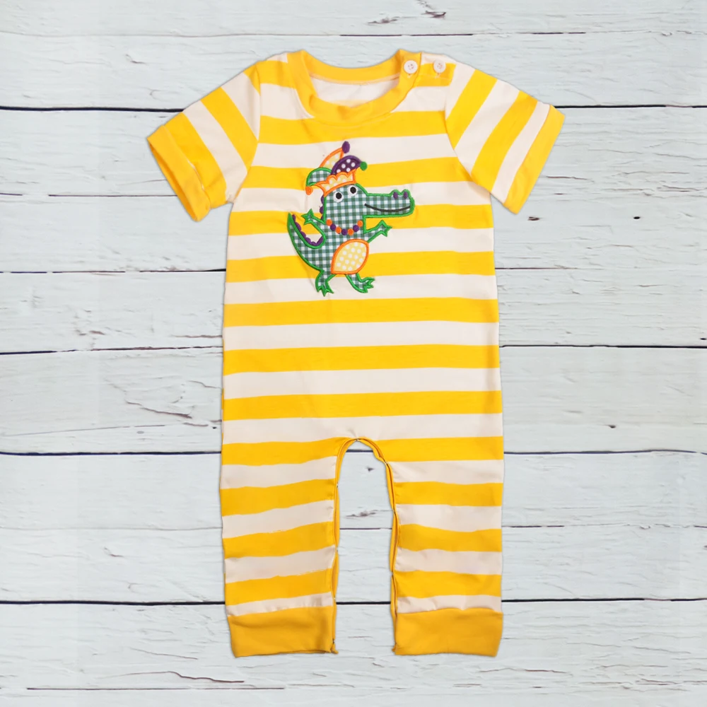 

CONICE NINI Brand 2018 Newest Mardi Gras Baby Knitted Cotton Romper Embroidery Short Sleeve Remake Jumpsuit BPF811-HY