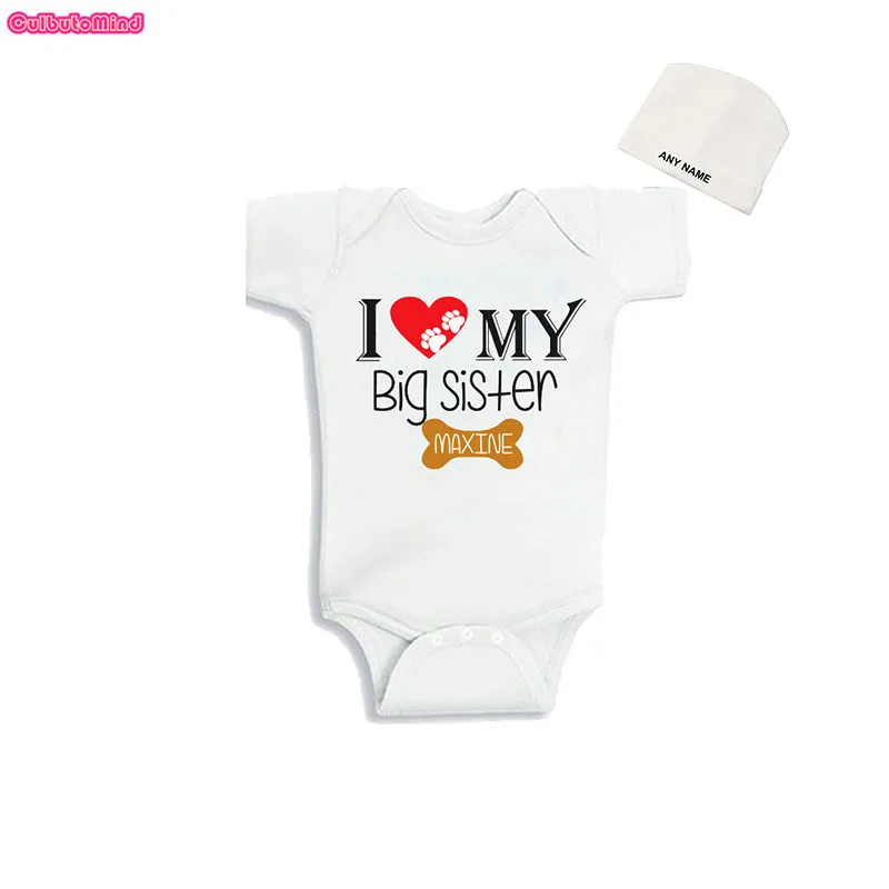 

Culbutomind I Love My Big Sister Print Newborn Baby Kids Girls Summer Outfit Jumpsuit with Custom Cap