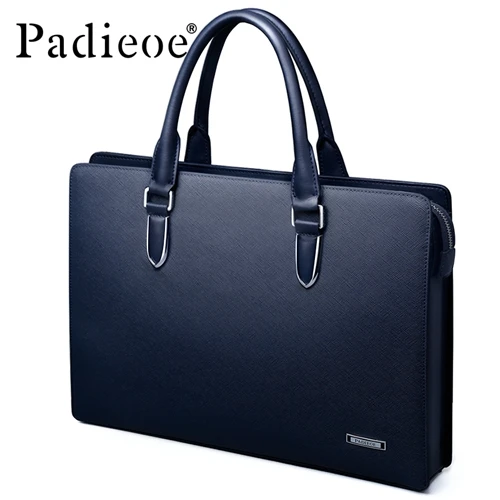 Padieoe мужской деловой портфель из натуральной кожи для документов ts Роскошная модная повседневная мужская сумка на плечо из натуральной яловой кожи - Цвет: Blue