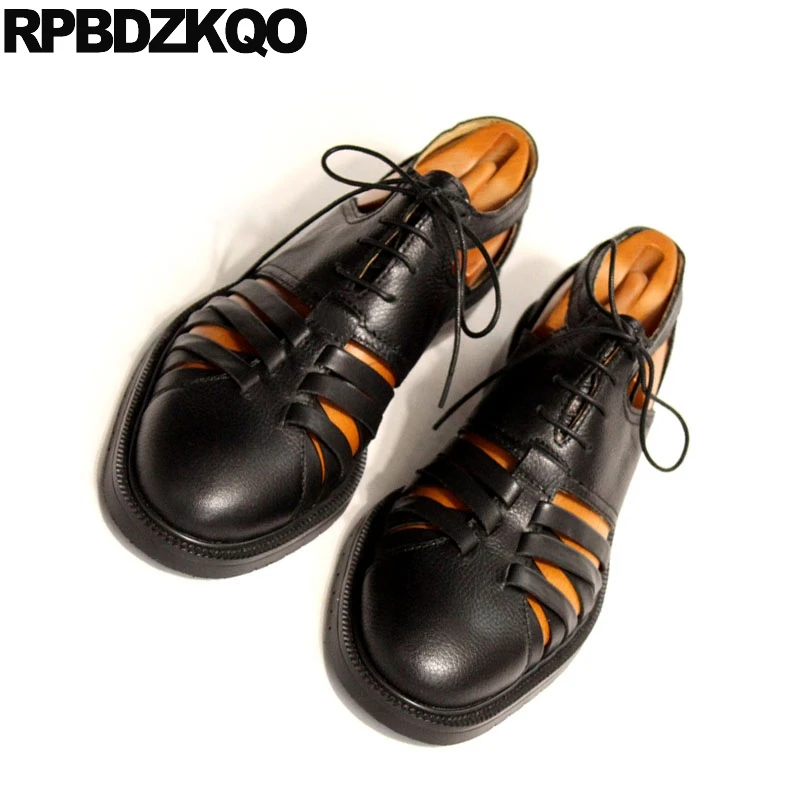 Männer Schuhe Qualität Flache Echtes Luxus Sommer Zehe Hohe Kleid 45 Große Designer Leder Römischen Schwarz Schwarzes Plus Größe Geschlossene Sandalen 2018 xwfXS0I