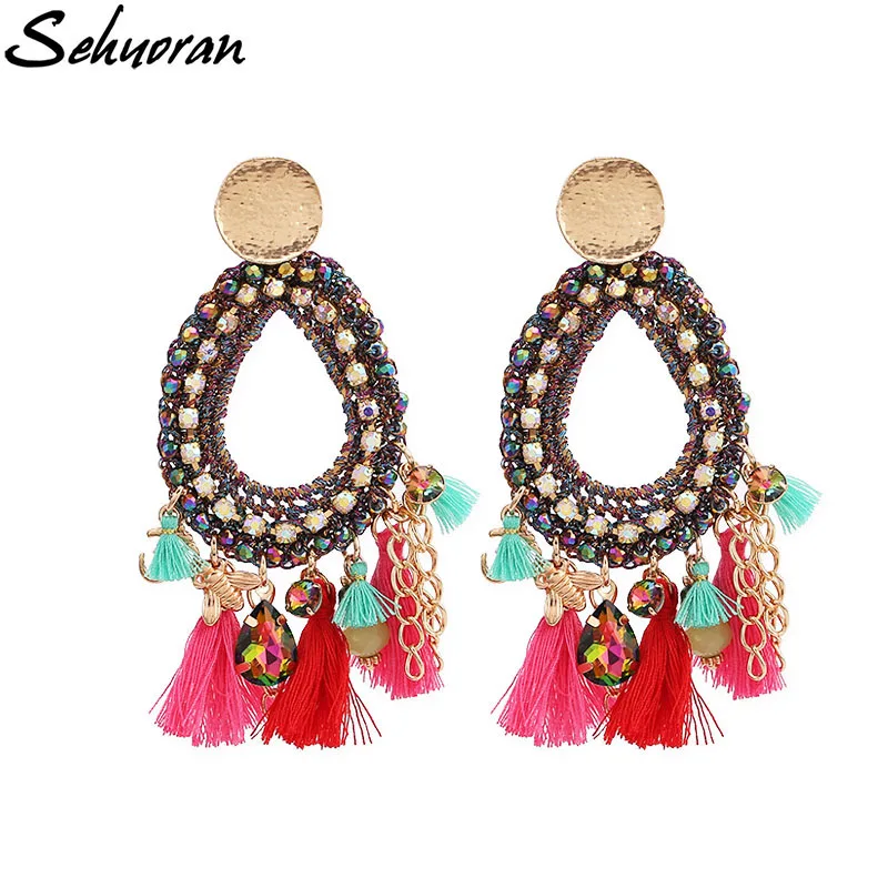

Sehuoran Latest Artificial Oorbellen Bohemain Handmade Tassel Silk Thread Earrings For Women Minimalist Fashion Jewelry Gifts