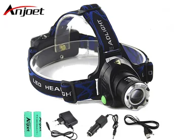 

Anjoet LED headlamp fishing headlight T6/L2 3 modes Zoomable lamp Waterproof Head Torch flashlight Head lamp use 18650 Battery