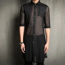 S-4XL! Новая мужская одежда индивидуальная Повседневная рубашка с коротким рукавом Тонкая мужская прозрачная рубашка Мужской Топ певица костюмы