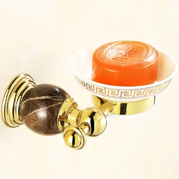 

Antique Gold Copper Marble Soap Holder Soap Dish European Polished Chrome Jade Base Soap Dish Soap Box Bathroom Accessories Bh6