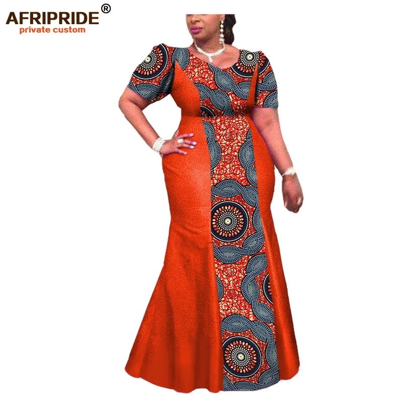

2019 african dress for women AFRIPRIDE private custom short sleeve ankle-length traditional women dress 100% pure cotton A722571