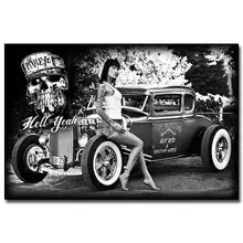 Por Muscle Car Decor Lots From China Hot Rod Muscle Car Art Silk Fabric Poster Print Clic Model S Pictures For Living Room Decor Black White 026