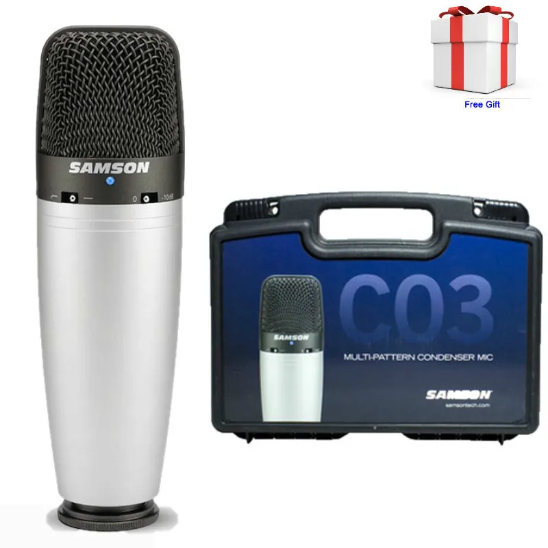 

100% Original Samson C03 Multi-pattern Condenser Microphone For Recording Vocals, Acoustic Instruments with Carry Case free gift