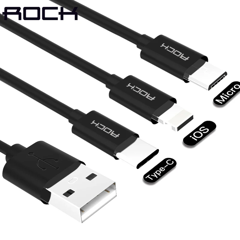 صخرة كابل يو اس بي ل فون X 8 7 6 سريع شحن شاحن مايكرو كابل usb لسامسونج Xiaomi USB نوع c نوع-c الهاتف المحمول الكابلات