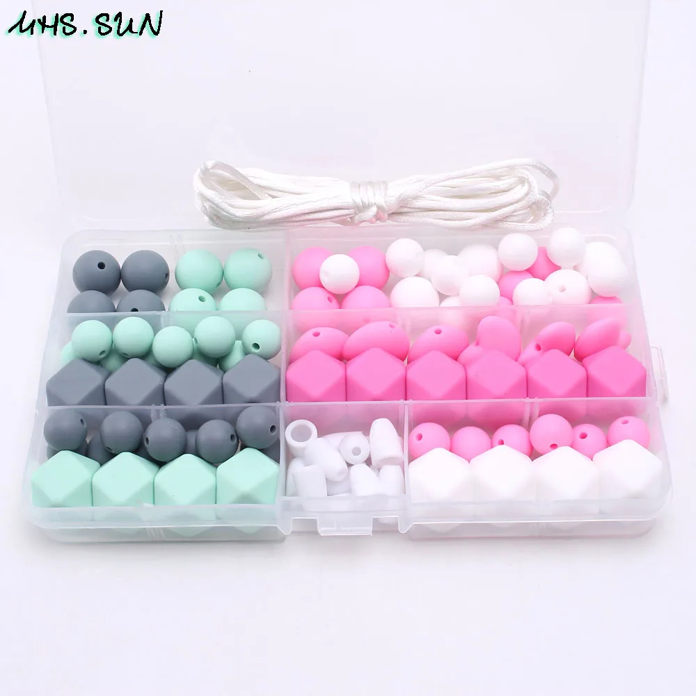 KT015 (2),$23.5. Baby Silicone DIY Beads Jewelry Set Chewable Teething Nursing Necklace Beads Kits For Handmade Teether Accessories Safty