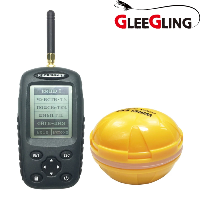 2018 المحمولة LCD صياد السمك اللاسلكية الاستشعار سونار الصيد صدى أسلم إنذار عمق Fishfinder المحيط بحيرة yumeiqun