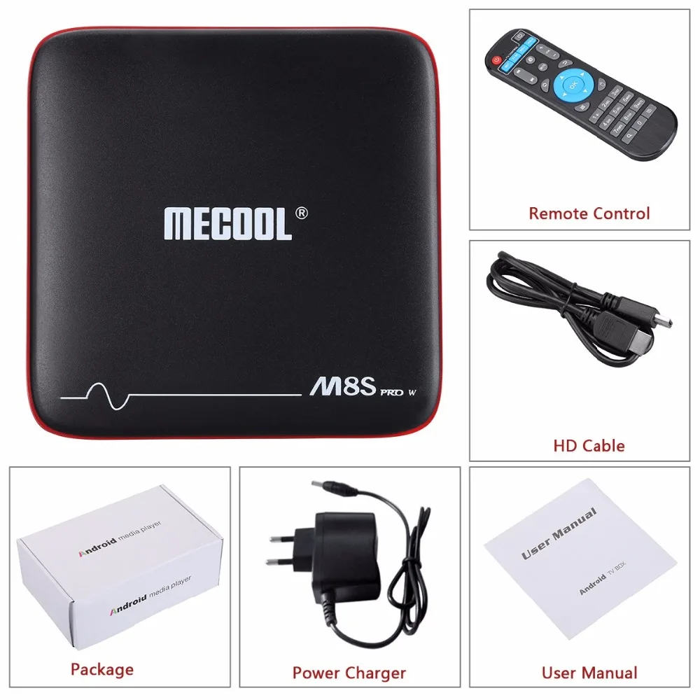 MECOOL M8S PRO W 2 4G Голосовое управление Android 7 1 ТВ приставка Amlogic S905W четырехъядерный